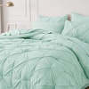 image:imageBedsure Oversized King Comforter Set Grey  Bed in a Bag Bedding Set 7 Pieces GentleSoft Pintuck Bed Set Gift for Family Pinch Pleat Grey Comforter with Sheets Pillowcases amp Shams28  Mint Green