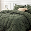 image:imageBedsure Oversized King Comforter Set Grey  Bed in a Bag Bedding Set 7 Pieces GentleSoft Pintuck Bed Set Gift for Family Pinch Pleat Grey Comforter with Sheets Pillowcases amp Shams02  Olive Green