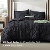 image:imageBedsure Oversized King Comforter Set Grey  Bed in a Bag Bedding Set 7 Pieces GentleSoft Pintuck Bed Set Gift for Family Pinch Pleat Grey Comforter with Sheets Pillowcases amp Shams11  Black