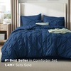 image:imageBedsure Oversized King Comforter Set Grey  Bed in a Bag Bedding Set 7 Pieces GentleSoft Pintuck Bed Set Gift for Family Pinch Pleat Grey Comforter with Sheets Pillowcases amp Shams12  Navy