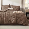 image:imageBedsure Oversized King Comforter Set Grey  Bed in a Bag Bedding Set 7 Pieces GentleSoft Pintuck Bed Set Gift for Family Pinch Pleat Grey Comforter with Sheets Pillowcases amp Shams21  Brown