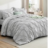 image:imageBedsure Oversized King Comforter Set Grey  Bed in a Bag Bedding Set 7 Pieces GentleSoft Pintuck Bed Set Gift for Family Pinch Pleat Grey Comforter with Sheets Pillowcases amp Shams22  Light Grey