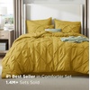 image:imageBedsure Oversized King Comforter Set Grey  Bed in a Bag Bedding Set 7 Pieces GentleSoft Pintuck Bed Set Gift for Family Pinch Pleat Grey Comforter with Sheets Pillowcases amp Shams32  Mustard Yellow