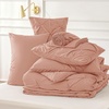 image:imageBedsure Oversized King Comforter Set Grey  Bed in a Bag Bedding Set 7 Pieces GentleSoft Pintuck Bed Set Gift for Family Pinch Pleat Grey Comforter with Sheets Pillowcases amp Shams29  Dusty Pink