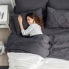 image:imageBedsure Oversized King Comforter Set Grey  Bed in a Bag Bedding Set 7 Pieces GentleSoft Pintuck Bed Set Gift for Family Pinch Pleat Grey Comforter with Sheets Pillowcases amp Shams04  Dark Grey