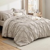 image:imageBedsure Oversized King Comforter Set Grey  Bed in a Bag Bedding Set 7 Pieces GentleSoft Pintuck Bed Set Gift for Family Pinch Pleat Grey Comforter with Sheets Pillowcases amp Shams09  Beige