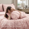 image:imageBedsure Oversized King Comforter Set Grey  Bed in a Bag Bedding Set 7 Pieces GentleSoft Pintuck Bed Set Gift for Family Pinch Pleat Grey Comforter with Sheets Pillowcases amp Shams06  Pink