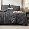 image:imageBedsure Oversized King Comforter Set Grey  Bed in a Bag Bedding Set 7 Pieces GentleSoft Pintuck Bed Set Gift for Family Pinch Pleat Grey Comforter with Sheets Pillowcases amp Shams04  Dark Grey
