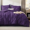 image:imageBedsure Oversized King Comforter Set Grey  Bed in a Bag Bedding Set 7 Pieces GentleSoft Pintuck Bed Set Gift for Family Pinch Pleat Grey Comforter with Sheets Pillowcases amp Shams23  Purple