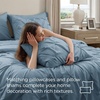 image:imageBedsure Oversized King Comforter Set Grey  Bed in a Bag Bedding Set 7 Pieces GentleSoft Pintuck Bed Set Gift for Family Pinch Pleat Grey Comforter with Sheets Pillowcases amp Shams07  Mineral Blue