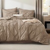 image:imageBedsure Oversized King Comforter Set Grey  Bed in a Bag Bedding Set 7 Pieces GentleSoft Pintuck Bed Set Gift for Family Pinch Pleat Grey Comforter with Sheets Pillowcases amp Shams20  Khaki