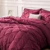 image:imageBedsure Oversized King Comforter Set Grey  Bed in a Bag Bedding Set 7 Pieces GentleSoft Pintuck Bed Set Gift for Family Pinch Pleat Grey Comforter with Sheets Pillowcases amp Shams10  Burgundy