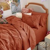 image:imageBedsure Oversized King Comforter Set Grey  Bed in a Bag Bedding Set 7 Pieces GentleSoft Pintuck Bed Set Gift for Family Pinch Pleat Grey Comforter with Sheets Pillowcases amp Shams16  Burnt Orange