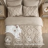 image:imageBedsure Oversized King Comforter Set Grey  Bed in a Bag Bedding Set 7 Pieces GentleSoft Pintuck Bed Set Gift for Family Pinch Pleat Grey Comforter with Sheets Pillowcases amp Shams09  Beige