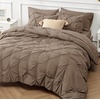 image:imageBedsure Oversized King Comforter Set Grey  Bed in a Bag Bedding Set 7 Pieces GentleSoft Pintuck Bed Set Gift for Family Pinch Pleat Grey Comforter with Sheets Pillowcases amp Shams21  Brown