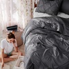 image:imageBedsure Oversized King Comforter Set Grey  Bed in a Bag Bedding Set 7 Pieces GentleSoft Pintuck Bed Set Gift for Family Pinch Pleat Grey Comforter with Sheets Pillowcases amp Shams04  Dark Grey