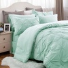 image:imageBedsure Oversized King Comforter Set Grey  Bed in a Bag Bedding Set 7 Pieces GentleSoft Pintuck Bed Set Gift for Family Pinch Pleat Grey Comforter with Sheets Pillowcases amp Shams28  Mint Green