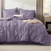 image:imageBedsure Oversized King Comforter Set Grey  Bed in a Bag Bedding Set 7 Pieces GentleSoft Pintuck Bed Set Gift for Family Pinch Pleat Grey Comforter with Sheets Pillowcases amp Shams15  Grayish Purple