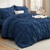 image:imageBedsure Oversized King Comforter Set Grey  Bed in a Bag Bedding Set 7 Pieces GentleSoft Pintuck Bed Set Gift for Family Pinch Pleat Grey Comforter with Sheets Pillowcases amp Shams12  Navy