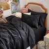 image:imageBedsure Oversized King Comforter Set Grey  Bed in a Bag Bedding Set 7 Pieces GentleSoft Pintuck Bed Set Gift for Family Pinch Pleat Grey Comforter with Sheets Pillowcases amp Shams11  Black