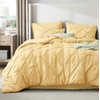 image:imageBedsure Oversized King Comforter Set Grey  Bed in a Bag Bedding Set 7 Pieces GentleSoft Pintuck Bed Set Gift for Family Pinch Pleat Grey Comforter with Sheets Pillowcases amp Shams25  Yellow