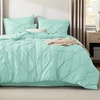 image:imageBedsure Oversized King Comforter Set Grey  Bed in a Bag Bedding Set 7 Pieces GentleSoft Pintuck Bed Set Gift for Family Pinch Pleat Grey Comforter with Sheets Pillowcases amp Shams28  Mint Green