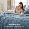 image:imageBedsure Oversized King Comforter Set Grey  Bed in a Bag Bedding Set 7 Pieces GentleSoft Pintuck Bed Set Gift for Family Pinch Pleat Grey Comforter with Sheets Pillowcases amp Shams07  Mineral Blue