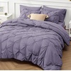 image:imageBedsure Oversized King Comforter Set Grey  Bed in a Bag Bedding Set 7 Pieces GentleSoft Pintuck Bed Set Gift for Family Pinch Pleat Grey Comforter with Sheets Pillowcases amp Shams15  Grayish Purple