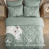 image:imageBedsure Oversized King Comforter Set Grey  Bed in a Bag Bedding Set 7 Pieces GentleSoft Pintuck Bed Set Gift for Family Pinch Pleat Grey Comforter with Sheets Pillowcases amp Shams05  Sage Green