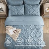 image:imageBedsure Oversized King Comforter Set Grey  Bed in a Bag Bedding Set 7 Pieces GentleSoft Pintuck Bed Set Gift for Family Pinch Pleat Grey Comforter with Sheets Pillowcases amp Shams18  Light Blue