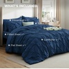 image:imageBedsure Oversized King Comforter Set Grey  Bed in a Bag Bedding Set 7 Pieces GentleSoft Pintuck Bed Set Gift for Family Pinch Pleat Grey Comforter with Sheets Pillowcases amp Shams12  Navy