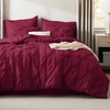 image:imageBedsure Oversized King Comforter Set Grey  Bed in a Bag Bedding Set 7 Pieces GentleSoft Pintuck Bed Set Gift for Family Pinch Pleat Grey Comforter with Sheets Pillowcases amp Shams24  Dark Red