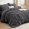 image:imageBedsure Oversized King Comforter Set Grey  Bed in a Bag Bedding Set 7 Pieces GentleSoft Pintuck Bed Set Gift for Family Pinch Pleat Grey Comforter with Sheets Pillowcases amp Shams04  Dark Grey