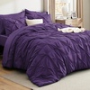 image:imageBedsure Oversized King Comforter Set Grey  Bed in a Bag Bedding Set 7 Pieces GentleSoft Pintuck Bed Set Gift for Family Pinch Pleat Grey Comforter with Sheets Pillowcases amp Shams23  Purple