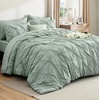 image:imageBedsure Oversized King Comforter Set Grey  Bed in a Bag Bedding Set 7 Pieces GentleSoft Pintuck Bed Set Gift for Family Pinch Pleat Grey Comforter with Sheets Pillowcases amp Shams05  Sage Green