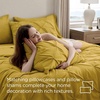 image:imageBedsure Oversized King Comforter Set Grey  Bed in a Bag Bedding Set 7 Pieces GentleSoft Pintuck Bed Set Gift for Family Pinch Pleat Grey Comforter with Sheets Pillowcases amp Shams32  Mustard Yellow
