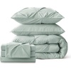 image:imageBedsure Oversized King Comforter Set Grey  Bed in a Bag Bedding Set 7 Pieces GentleSoft Pintuck Bed Set Gift for Family Pinch Pleat Grey Comforter with Sheets Pillowcases amp Shams05  Sage Green