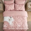 image:imageBedsure Oversized King Comforter Set Grey  Bed in a Bag Bedding Set 7 Pieces GentleSoft Pintuck Bed Set Gift for Family Pinch Pleat Grey Comforter with Sheets Pillowcases amp Shams06  Pink