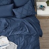image:imageBedsure Oversized King Comforter Set Grey  Bed in a Bag Bedding Set 7 Pieces GentleSoft Pintuck Bed Set Gift for Family Pinch Pleat Grey Comforter with Sheets Pillowcases amp Shams12  Navy