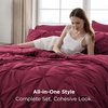 image:imageBedsure Oversized King Comforter Set Grey  Bed in a Bag Bedding Set 7 Pieces GentleSoft Pintuck Bed Set Gift for Family Pinch Pleat Grey Comforter with Sheets Pillowcases amp Shams24  Dark Red