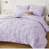 image:imageBedsure Oversized King Comforter Set Grey  Bed in a Bag Bedding Set 7 Pieces GentleSoft Pintuck Bed Set Gift for Family Pinch Pleat Grey Comforter with Sheets Pillowcases amp Shams13  Light Purple