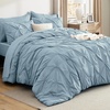 image:imageBedsure Oversized King Comforter Set Grey  Bed in a Bag Bedding Set 7 Pieces GentleSoft Pintuck Bed Set Gift for Family Pinch Pleat Grey Comforter with Sheets Pillowcases amp Shams18  Light Blue