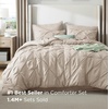 image:imageBedsure Oversized King Comforter Set Grey  Bed in a Bag Bedding Set 7 Pieces GentleSoft Pintuck Bed Set Gift for Family Pinch Pleat Grey Comforter with Sheets Pillowcases amp Shams09  Beige
