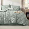 image:imageBedsure Oversized King Comforter Set Grey  Bed in a Bag Bedding Set 7 Pieces GentleSoft Pintuck Bed Set Gift for Family Pinch Pleat Grey Comforter with Sheets Pillowcases amp Shams05  Sage Green