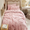 image:imageBedsure Oversized King Comforter Set Grey  Bed in a Bag Bedding Set 7 Pieces GentleSoft Pintuck Bed Set Gift for Family Pinch Pleat Grey Comforter with Sheets Pillowcases amp Shams06  Pink