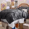 image:imageBedsure Oversized King Comforter Set Grey  Bed in a Bag Bedding Set 7 Pieces GentleSoft Pintuck Bed Set Gift for Family Pinch Pleat Grey Comforter with Sheets Pillowcases amp Shams04  Dark Grey
