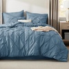 image:imageBedsure Oversized King Comforter Set Grey  Bed in a Bag Bedding Set 7 Pieces GentleSoft Pintuck Bed Set Gift for Family Pinch Pleat Grey Comforter with Sheets Pillowcases amp Shams07  Mineral Blue