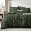 image:imageBedsure Oversized King Comforter Set Grey  Bed in a Bag Bedding Set 7 Pieces GentleSoft Pintuck Bed Set Gift for Family Pinch Pleat Grey Comforter with Sheets Pillowcases amp Shams02  Olive Green