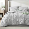 image:imageBedsure Oversized King Comforter Set Grey  Bed in a Bag Bedding Set 7 Pieces GentleSoft Pintuck Bed Set Gift for Family Pinch Pleat Grey Comforter with Sheets Pillowcases amp Shams22  Light Grey