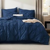 image:imageBedsure Oversized King Comforter Set Grey  Bed in a Bag Bedding Set 7 Pieces GentleSoft Pintuck Bed Set Gift for Family Pinch Pleat Grey Comforter with Sheets Pillowcases amp Shams12  Navy